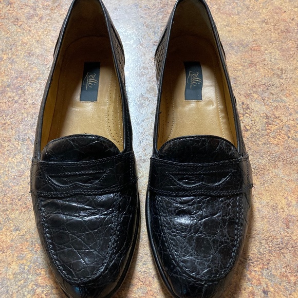 ZELLIGENUINE CROCODILE MENS LOAFERS 12D, BLACK.